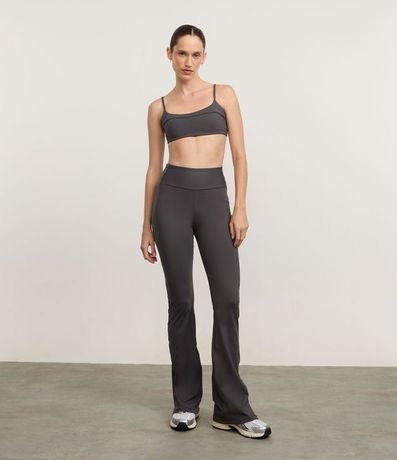 Pantalón Flare Deportiva con Cintura Alta en Microfibra