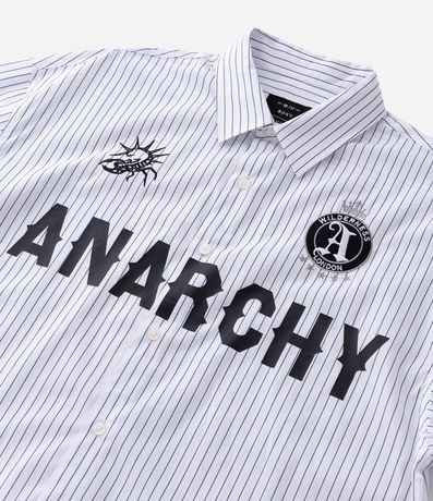 Camisa Manga Larga en Algodón Rayada con Lettering Anarchy 11