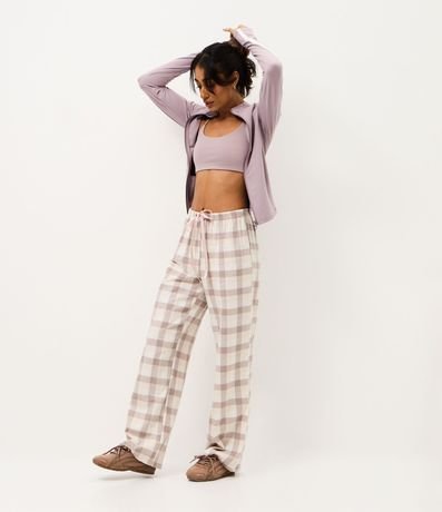 Pantalón de Pijama en Franela con Estampa de Cuadros