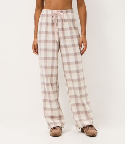 Pantalón de Pijama en Franela con Estampa de Cuadros 2