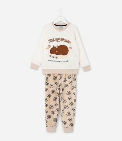 Pijama Infantil con Estampa de Carpincho en Chenille – Talle 5 a 14 años