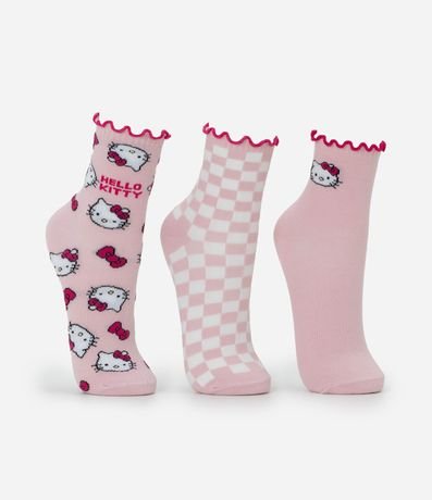Kit 03 Medias en Algodón con Estampado Hello Kitty 2