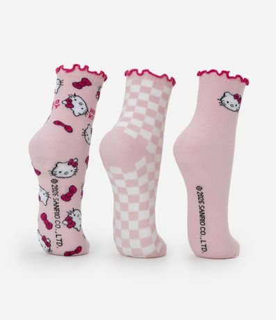 Kit 03 Medias en Algodón con Estampado Hello Kitty 3