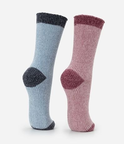 Kit 02 Pares de Medias caña Larga en Chenille y Detalles Contrastantes 3