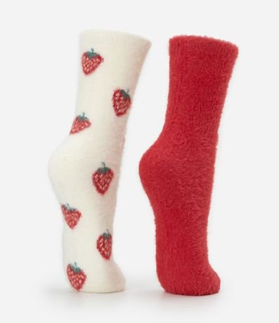 Kit 02 Medias Caña Larga con Pelo Artificial 3