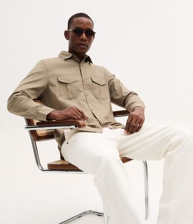 Camisa Manga Larga en Sarga con Bolsillos Delanteros 3