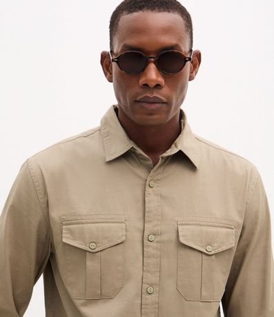 Camisa Manga Larga en Sarga con Bolsillos Delanteros 4