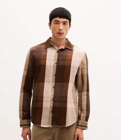 Camisa Regular en Franela de Cuadros