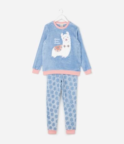 Pijama Largo Infantil con Estampado FullPrint y Llama - Talle 4 aos 14 años