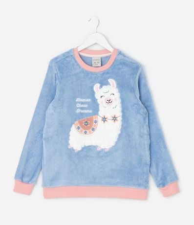 Pijama Largo Infantil con Estampado FullPrint y Llama - Talle 4 aos 14 años 2