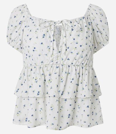 Blusa Manga corta con Estampa Floral y Volados 6