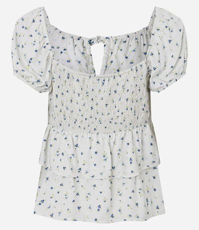 Blusa Manga corta con Estampa Floral y Volados 7