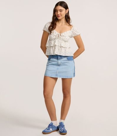 Blusa Manga corta con Estampa Floral y Volados 2