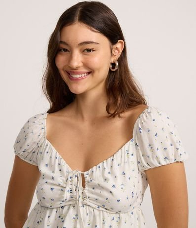 Blusa Manga corta con Estampa Floral y Volados 3