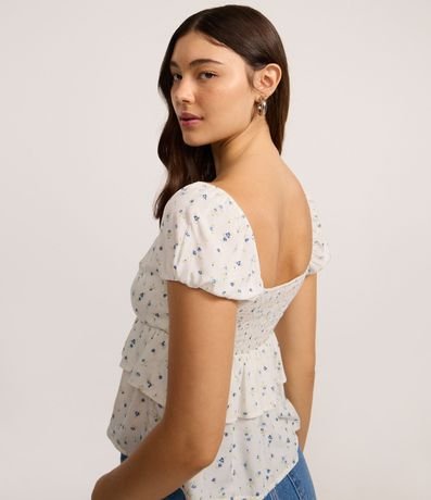 Blusa Manga corta con Estampa Floral y Volados 4