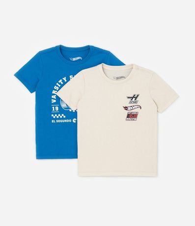 Kit 02 Camisetas Infantiles con Estampa Hot Wheels - Talle 4 a 10 años
