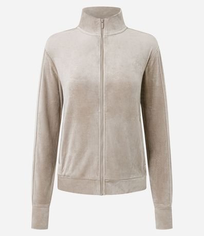 Campera Deportiva Plush con Cuello Alto y Cierre en Cremallera 5