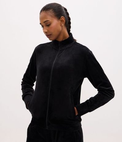 Campera Deportiva Plush con Cuello Alto y Cierre en Cremallera 2