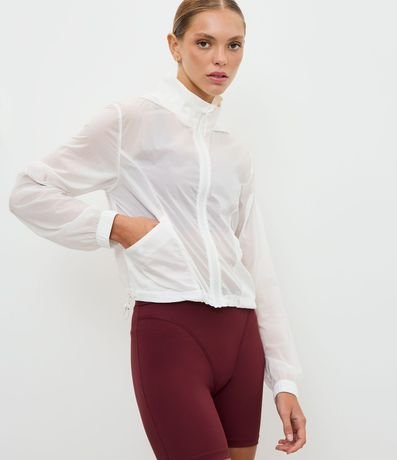 Campera Corta Viento Cropped Deportiva con Saco
