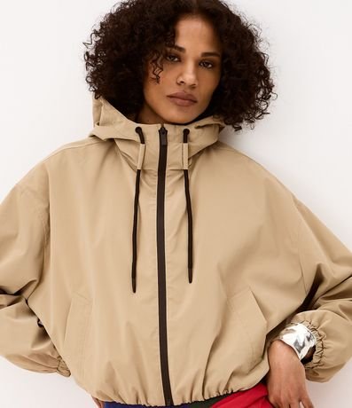 Campera Corta Vento Balonê con Capucha y Cremallera