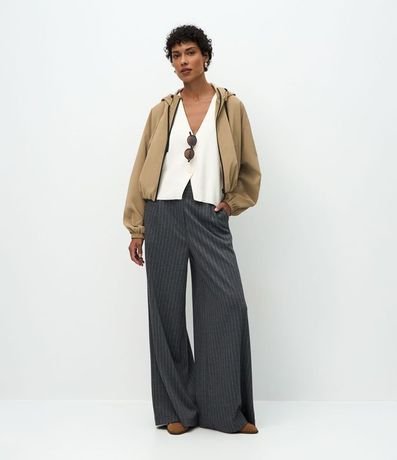 Campera Corta Vento Balonê con Capucha y Cremallera 2