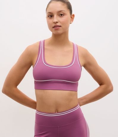 Top Deportivo Nadador en Microfibra con Frisos Contrastantes y Copa Desmontable