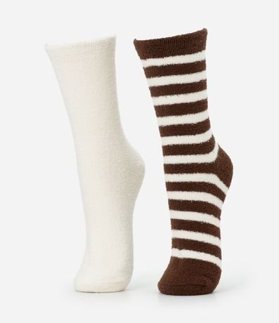 Kit 02 Medias Caña Larga en Chenille