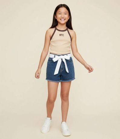 Musculosa Infantil Baby Tee en Rib con Lettering NYC – Talle 7 a 14 años