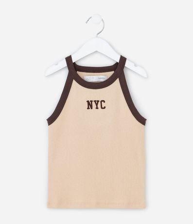 Musculosa Infantil Baby Tee en Rib con Lettering NYC – Talle 7 a 14 años 2