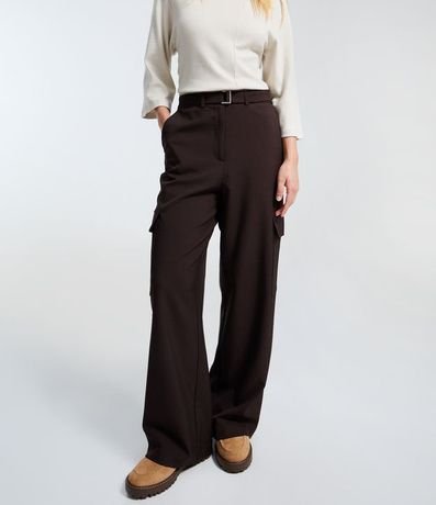 Pantalón de Sastrería con Cinturón y Bolsillos Cargo 2