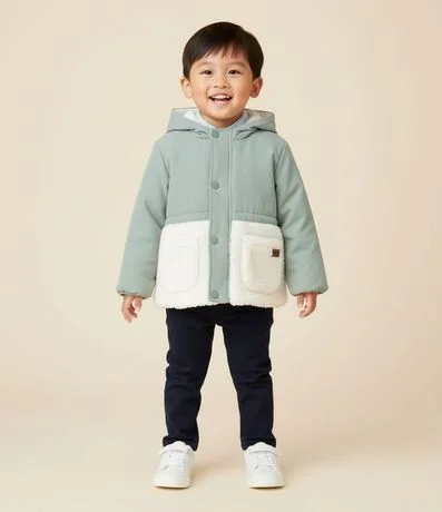 Campera Infantil con Recorte en Sherpa – Talle 1 a 5/6 años