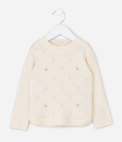 Suéter Infantil de Tricot con Textura y Botones en la Espalda – Talle 0 a 18 Meses