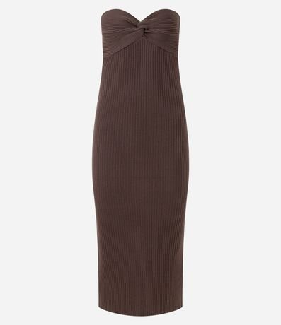 Vestido New Midi Sin Breteles en Punto con Torcido en el Busto 6