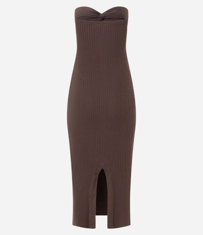 Vestido New Midi Sin Breteles en Punto con Torcido en el Busto 8