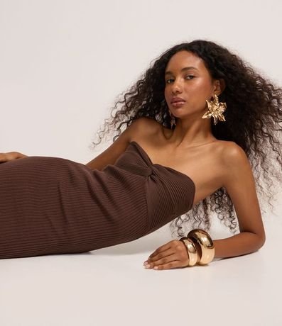 Vestido New Midi Sin Breteles en Punto con Torcido en el Busto 2