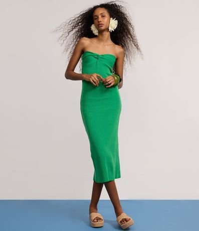 Vestido New Midi Sin Breteles en Punto con Torcido en el Busto 4