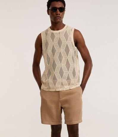 Bermuda en Sarga con Bolsillo Único en la Espalda 4