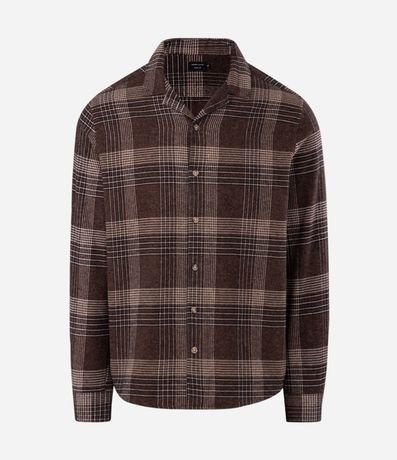 Camisa Regular en Franela con Estampado de Cuadros 4