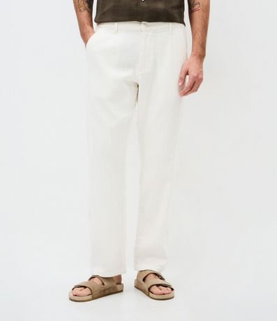 Pantalón Recto en Algodón con Textura Vertical 2