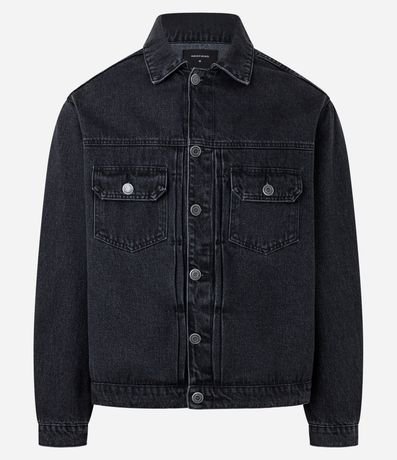 Campera Regular en Jeans con Costura Contrastante 6