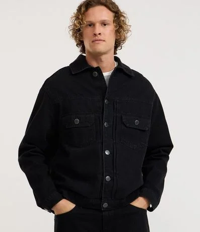 Campera Regular en Jeans con Costura Contrastante