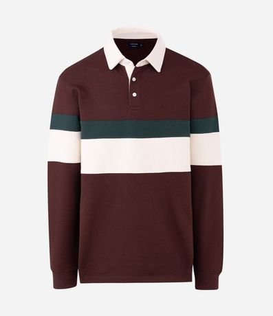 Saco Algodón con Cuello Polo Estampa Bloque de Color 2