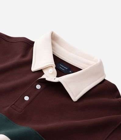 Saco Algodón con Cuello Polo Estampa Bloque de Color 7