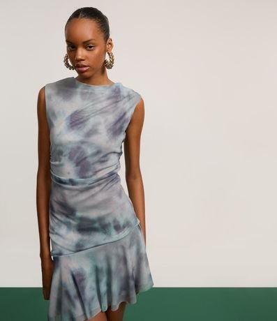 Vestido Ajustado en Tule con efecto Manchado y Volados 4