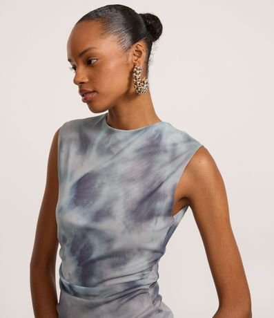 Vestido Ajustado en Tule con efecto Manchado y Volados 3