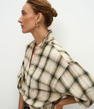 Blusa Manga 3/4 en Viscosa con Estampa de Cuadros 4