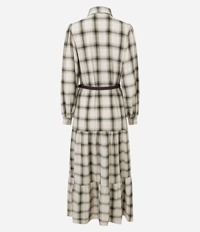 Vestido Long Midi en Viscosa de Cuadros con Cinturón 7