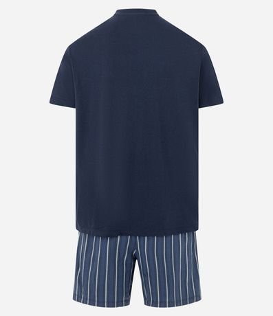 Pijama Corto en Algodón con Rayas Contrastantes 2