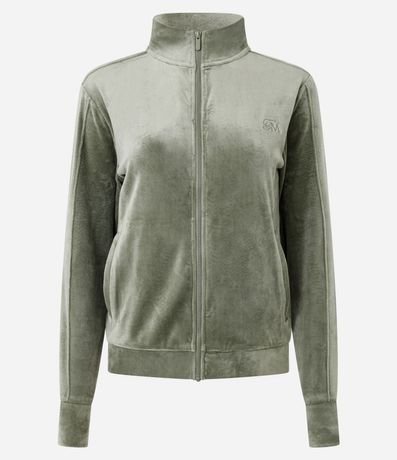 Campera Deportiva Plush con Cuello Alto y Cierre en Cremallera 5