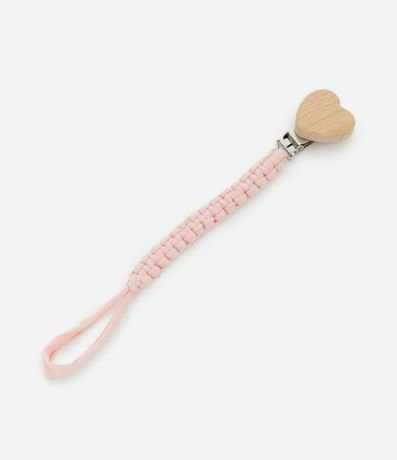 Prendedor de Chupeta Infantil con Efecto Macramê con Corazón - Talle único